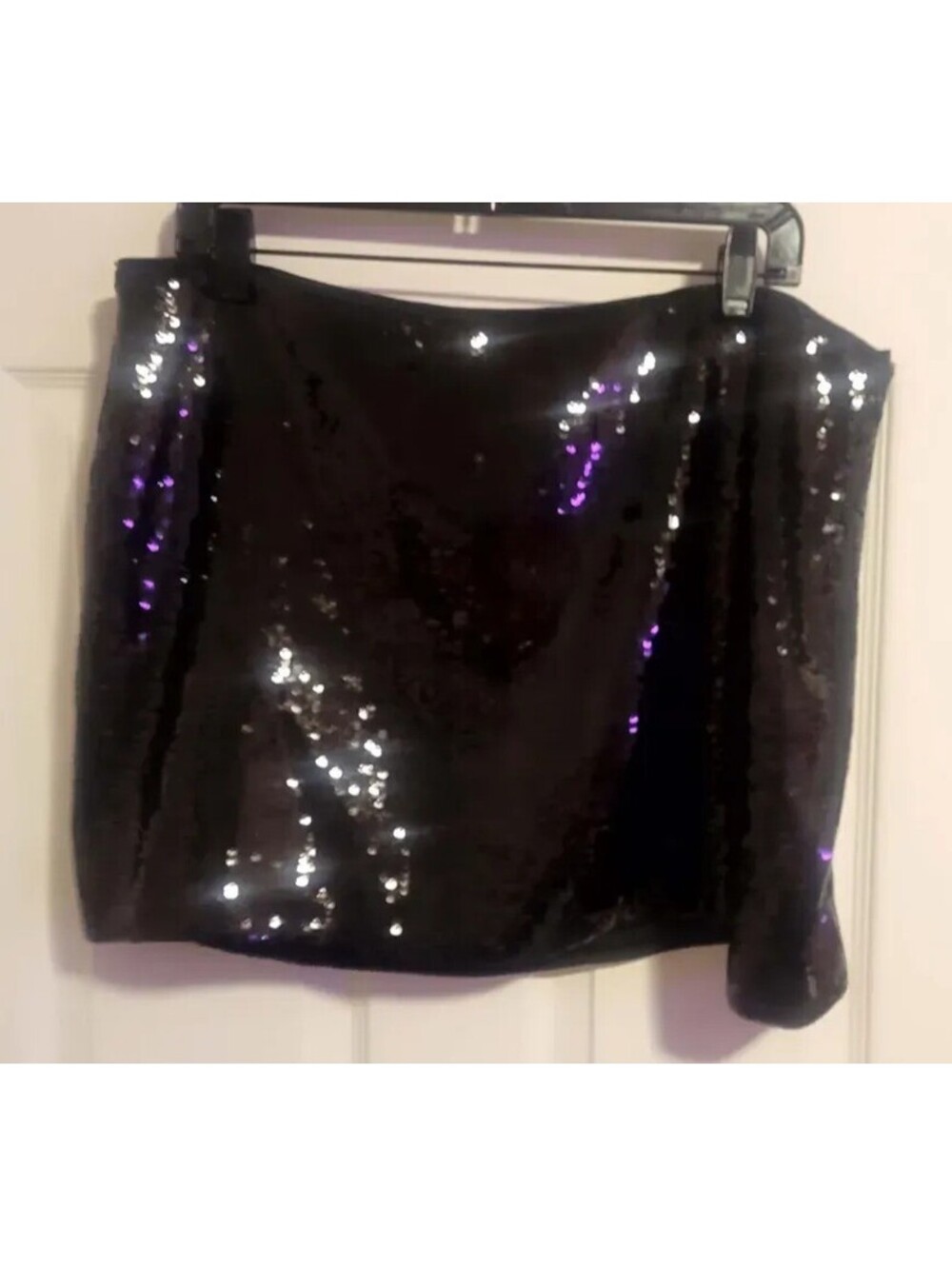 THEORY LR SLICE SK CL BLACK FLUID SEQUIN MINI SKIRT SIZE 16 NWT MSRP $195